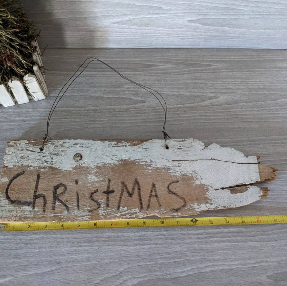 Handmade Rustic Barn Wood Christmas Sign & Tree